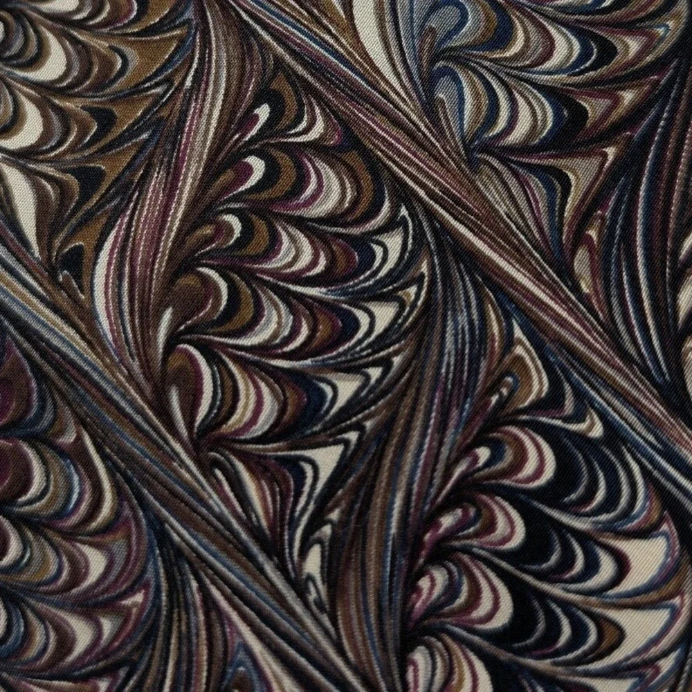 Bellini Mens Marbled Feather Silk Necktie OS Brown Burgundy Blue